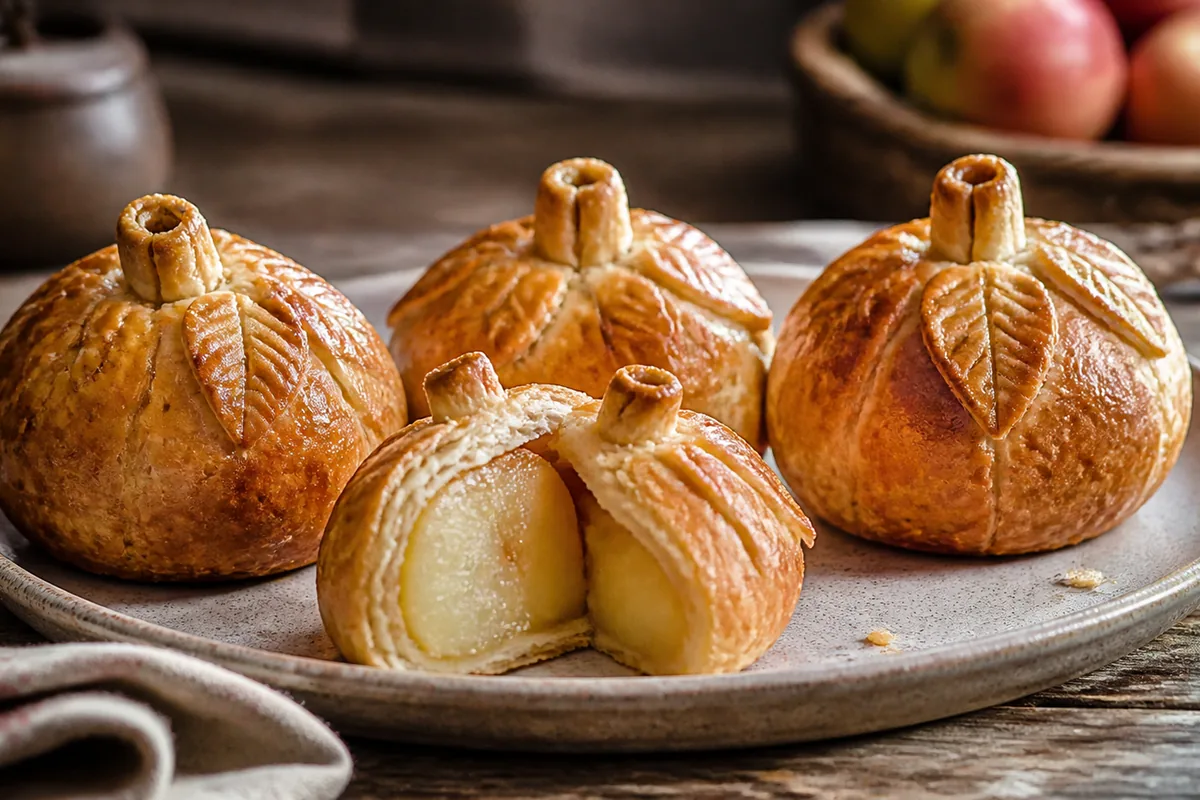 Rabottes picardes dorées en pâte feuilletée autour de pommes entières